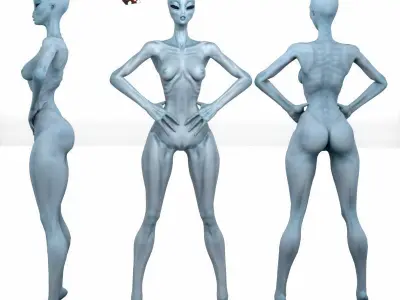 Eben Female Alien with UAP Triangle 3D model