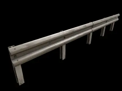 Realistic Road Guardrail Low-poly 3D model
