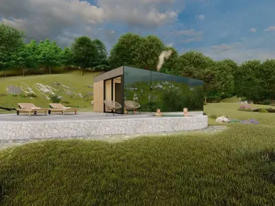 modern mobile home tiny house vacation house on 40m2 Alekseja 40 Low-poly 3D model