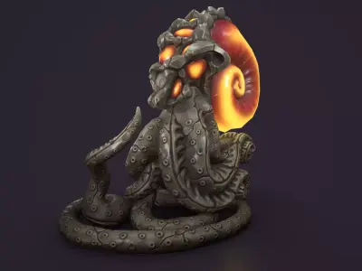 Ancient creature statue stone Low-poly 3D model
