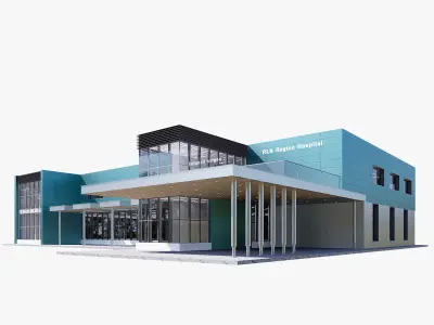 Realistic Medical Center Building 3D Model  Hospital Exterior Low-poly 3D model