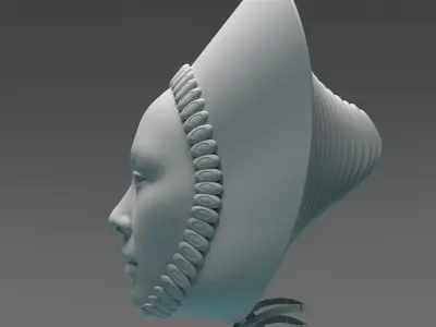 Solarpunk Cyborg Headdress 3D model
