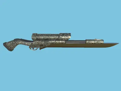 Sniper Gunblade 04 Digital Camouflage - Character SciFi Design Low-poly 3D model