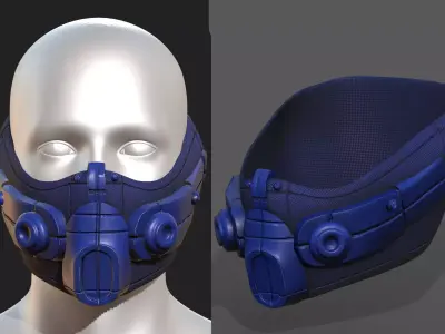 Gas mask respirator scifi futuristic 3d model  Low-poly 3D model 16