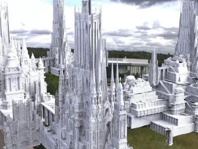 Asgardian City of the Gods Kitbash 3D model