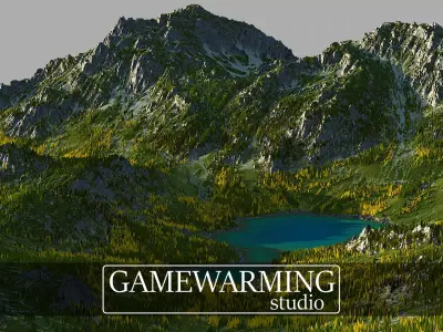 Autumn Lake Landscape - World Machine 3D model