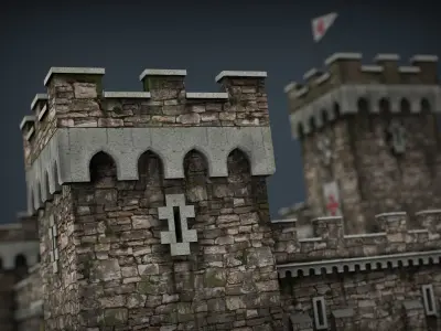 Medieval Fortress Low-poly 3D model