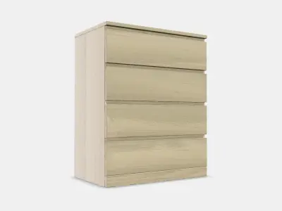 MALM chest of drawers with 4 drawers 2 Low-poly 3D model
