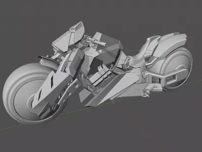 Cyberpunk Bike - fully rigged Low-poly 3D model