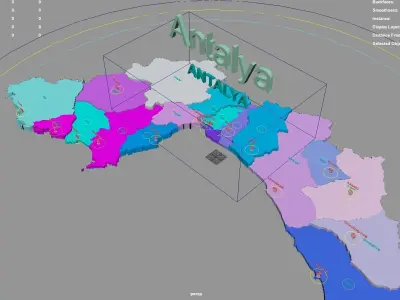 Antalya  Mediterranean Region  Turkey map region geography 3D model