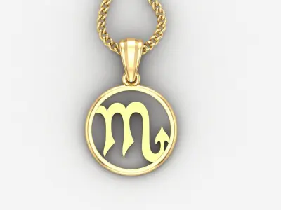 Circle Scorpio Light Gold Pendant Version 6 3D print model