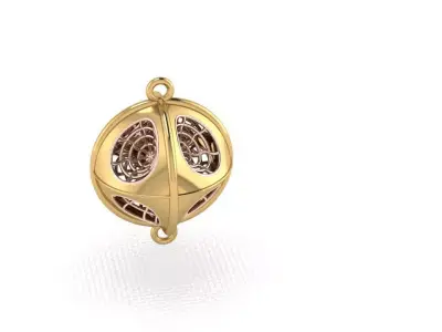 pendant6 compass pendant in gold 3D print model