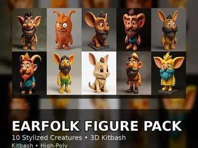 Earfolk Buddies - Whimsical Big-Ears Character Collection 3D print model