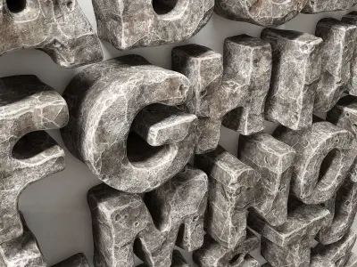 Stone letters english 3D model