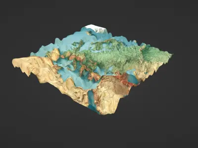 Europe Map Topography Low-poly 3D model