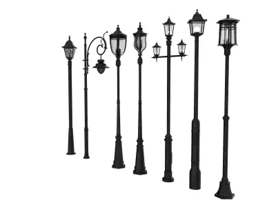 Street Lamp Low-poly 3D model 14