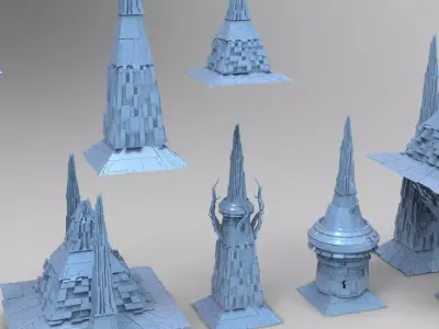 Great Giza Molten lava pyramid Tower collection Low-poly 3D model