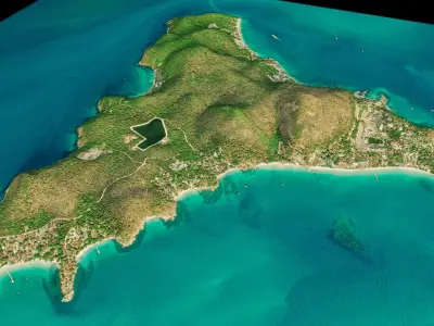 Ko Samet Island 3d model terrain Low-poly 3D model