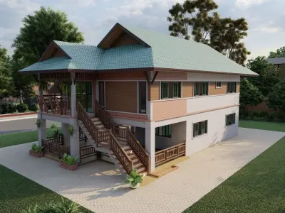 Casa Scene-villa-modern house 3D model 32