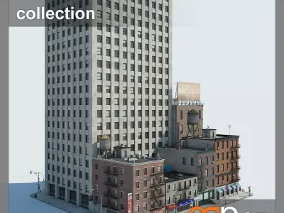 NYC Block 01 Low-poly 3D model