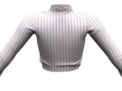 Female Long Sleeves Striped Tucked In Office Shirt With Tie Low-poly 3D model