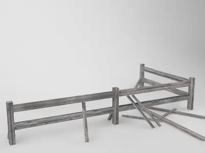 Fence wooden Low-poly 3D model