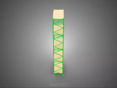 VERTICAL UPRIGHT TOWER WOOD STEEL METAL SHELVING STORAGE RACK UP 3D model