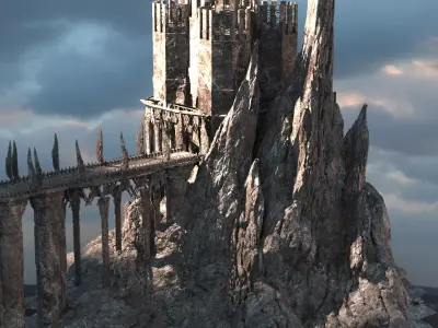 Persian Empire Tower Rocks 3D model