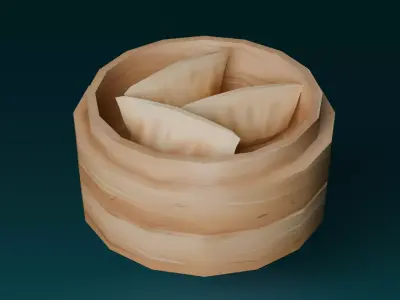 Hand-painted dumplings Low-poly 3D model