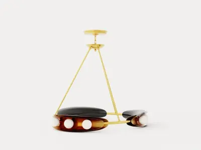 Hopper Chandelier - Vintage Brass 9 light sources Low-poly 3D model
