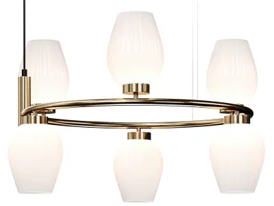 Hanging chandelier with glass shades 3D model