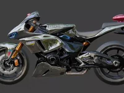 Futuristic Cartoon Police Motorcycle 3D Model Low-poly 3D model
