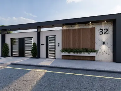 Minimal villa Entrance Gate 3D Model Sketchup Low-poly 3D model