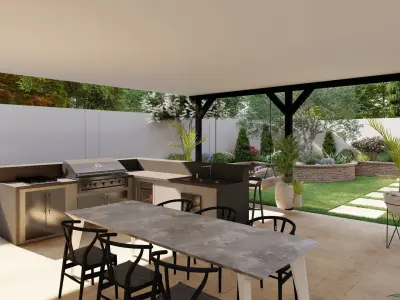 3D Exterior Scene 3D model design garden and landscape 3D 3D model shop