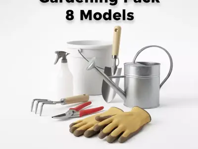 Gardening Tools 3D Pack  8 Clean Low Poly Models Low-poly 3D model