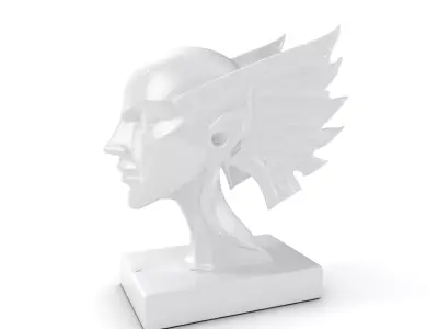 Winged Sculpture Head model pack for creative projects Low-poly 3D model
