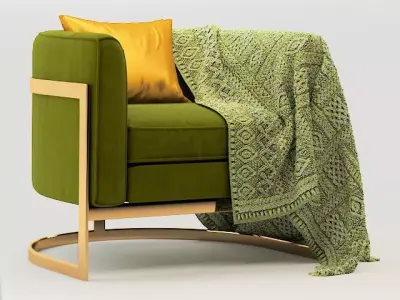 armchair chair with blanket 3D model