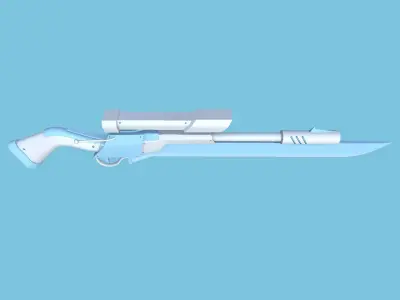 Sniper Gunblade 08 Blue Cartoon - Character SciFi Design Low-poly 3D model