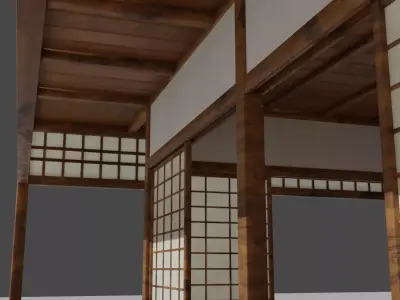 Traditional Japanese House Low-poly 3D model