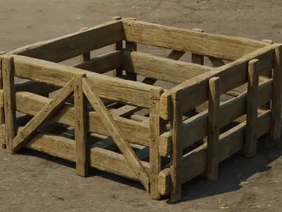 Medieval  crane cage Low-poly 3D model