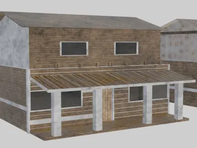 Asset Western town building  Low-poly 3D model