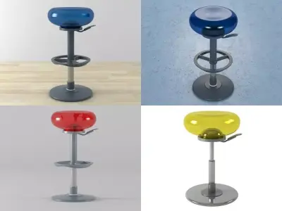 M four different colored chairs 3D model