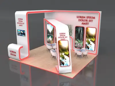 Booth Exhibition Stand Stall 6x7m Height 450 cm  Side Open 3D model