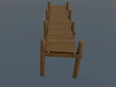 Wood Pier Low-poly 3D model