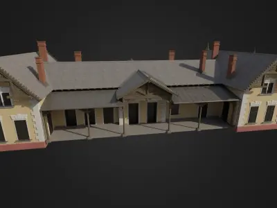 Old Hungarian Train Station Low-poly 3D model