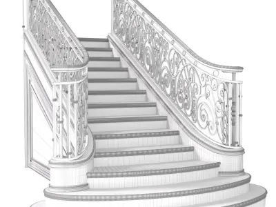 Classic interior marble staircase 3D model