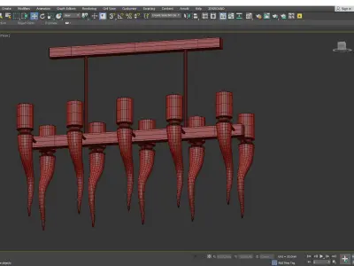 COFFEE VENETIAN GLASS RECTANGULAR CHANDELIER 3D model