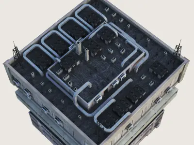 Building Skyscraper City Town Downtown Office Space Work Street Low-poly 3D model