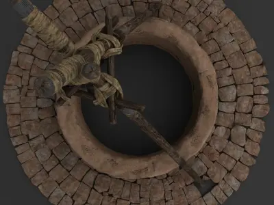 The Well tepee with sticks 3D model