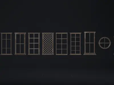 Wooden Windows Pack 01 Low-poly 3D model